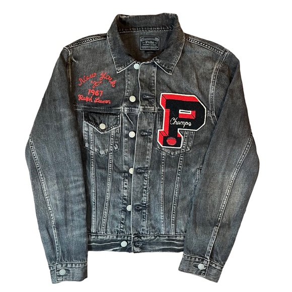 Polo Ralph Lauren Other - Polo Ralph Lauren Jacket Denim RLVarsity Bulldog P Champs Football Rare